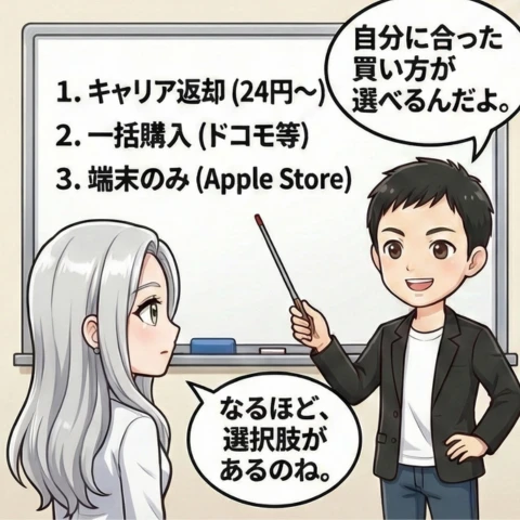 iPhone16e 安く買える販売サイト4コマ③