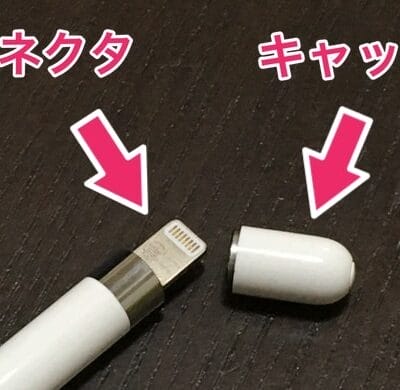 Apple Pencil 各部の名称の説明:キャップとLightningコネクタ