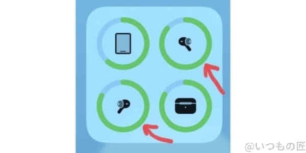 AirPods/AirPods ProがiOS/iPadOSのバッテリー表示は細かくパーツ毎に分かります。便利すぎる!!