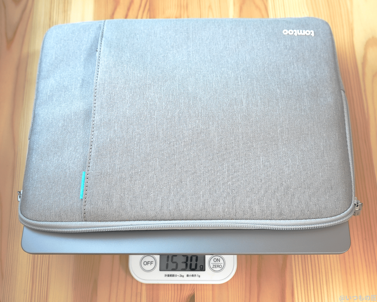 M2 MacBook Air+保護シール+保護ケースの重さは1,530g。