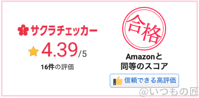 Xperia Ace Ⅲの耐衝撃型ケース(ELECOM/背面クリア)のサクラチェッカーの結果:4.39