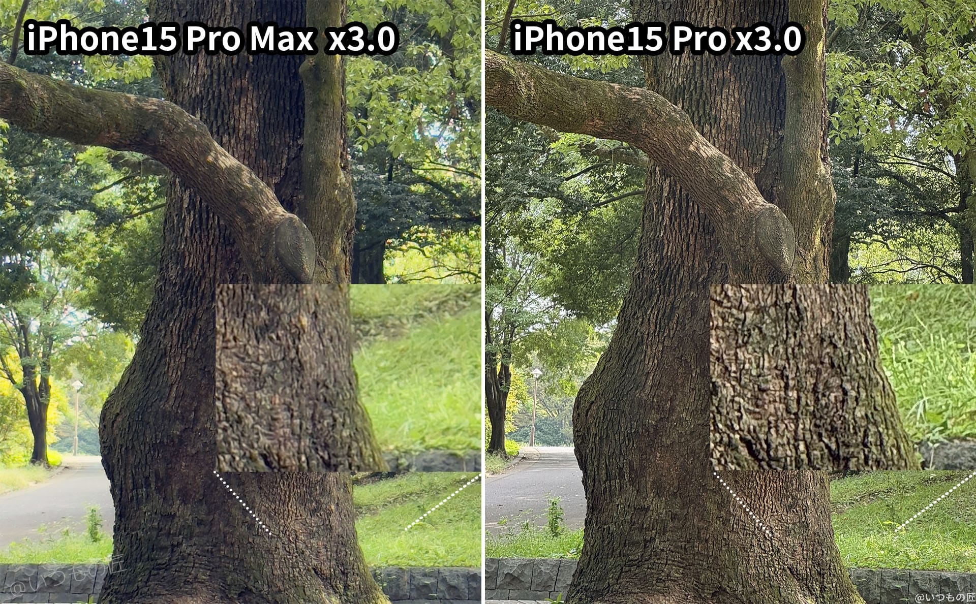 iPhone15 Pro/Pro Max 3.0倍 光学ズームの違い
