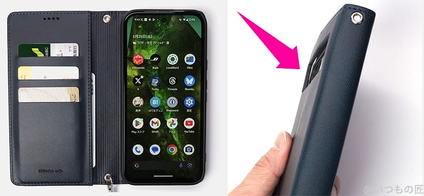 Google Pixel 8a 評判 口コミ アンケート 手帳型ケースであればカメラのでっぱりが気にならない