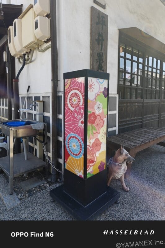 OPPO Find N6 カメラ ピンクの看板を捉えた一枚