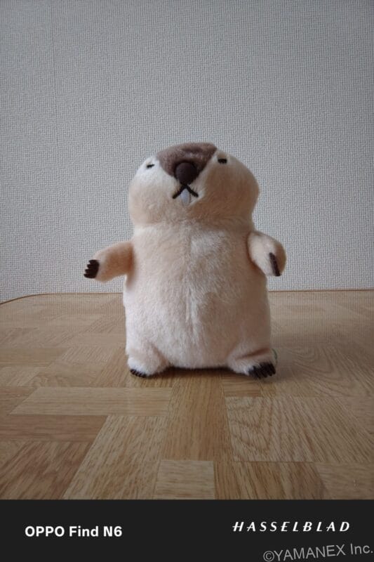 OPPO Find N6 カメラ ぬいぐるみをフロントカメラで撮影した一枚