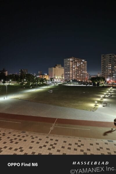 OPPO Find N6 カメラ 夜の公園を捉えた一枚