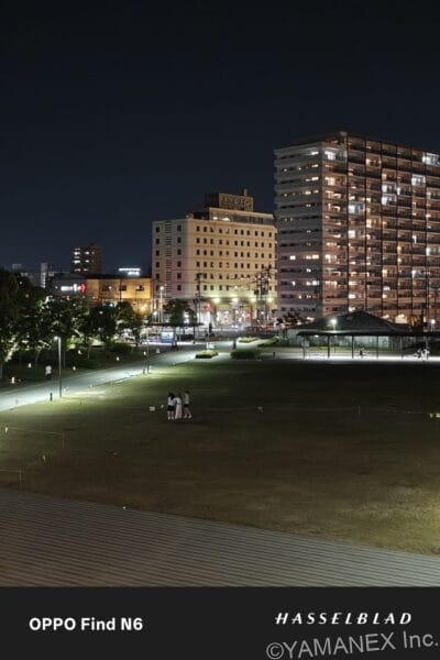 OPPO Find N6 カメラ 夜の公園を捉えた一枚