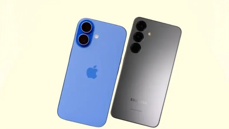 iPhone16とGalaxy S25を比較 背面デザイン 斜め