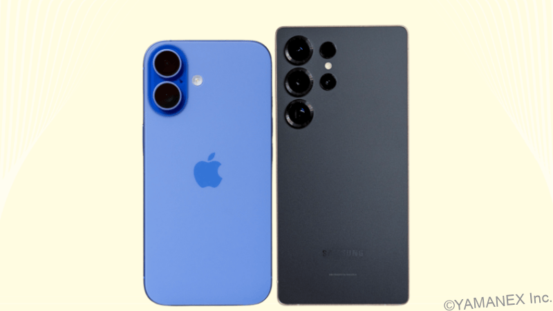 iPhone16とGalaxy S25 Ultraを比較 背面デザイン