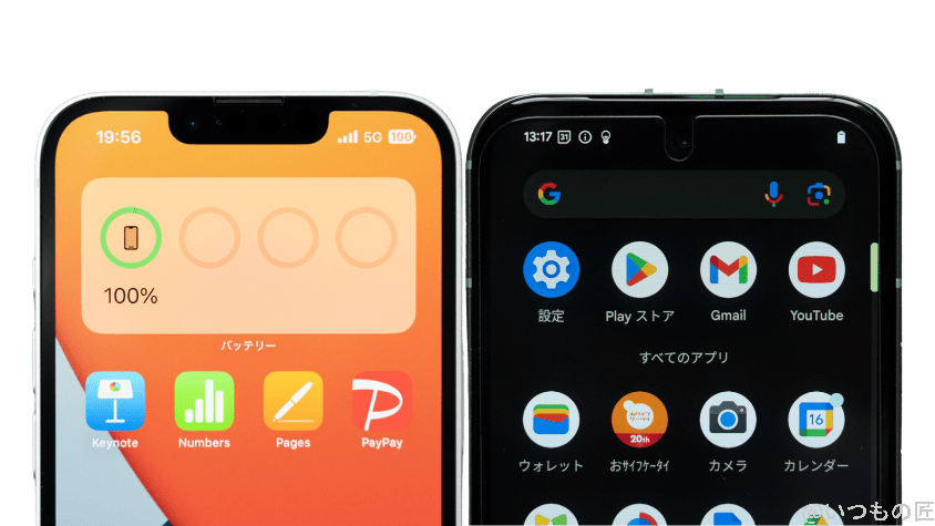 iPhone16eとGoogle Pixel 8aの正面デザイン