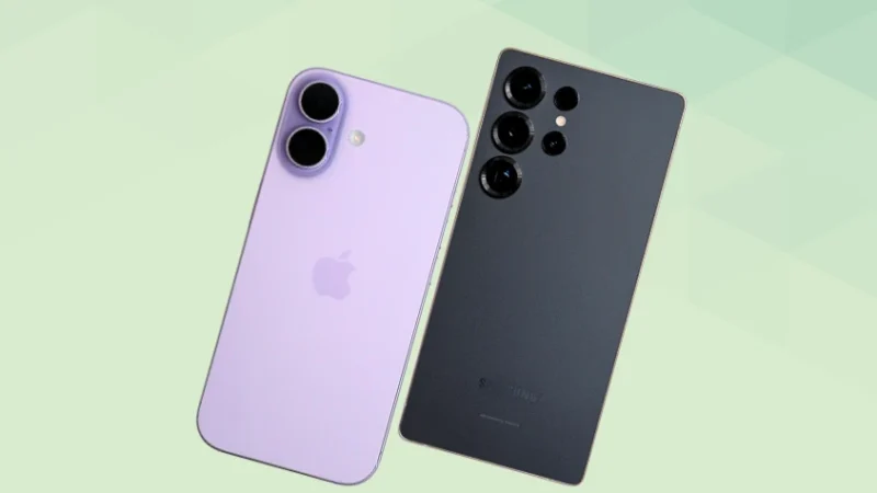 iPhone17とGalaxy S25 Ultraの比較 背面デザイン 斜め
