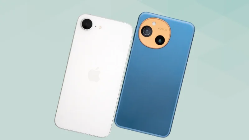 iPhone17eとAQUOS sense10を比較 背面デザイン 斜め