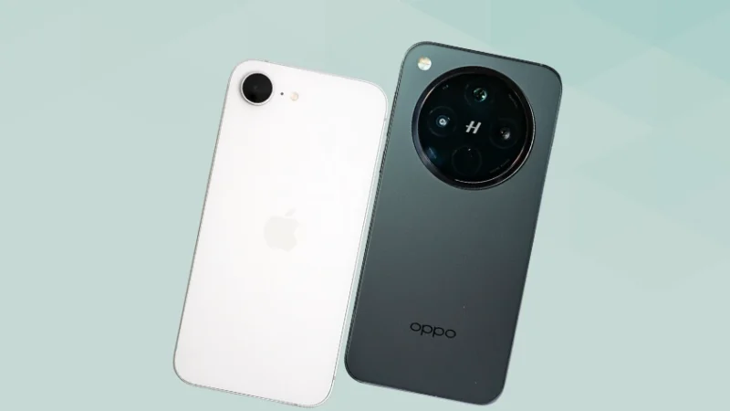 iPhone17eとOPPO Find X8の比較 背面デザイン 斜め