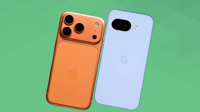 iPhone17 ProとGoogle Pixel 9aの比較 背面デザイン 斜め